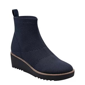 Navy Wedge Ankle Boots